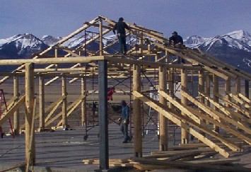 Westcliffe roudwood pavilion framework built by greenleaf forestry craftsmen